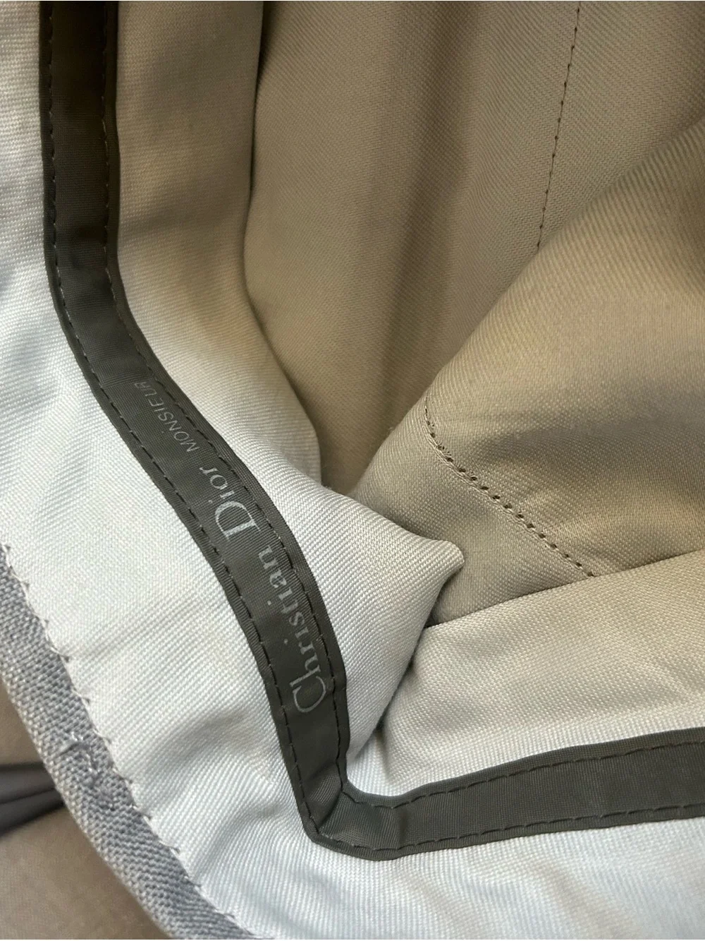 1970s DIOR 3 Puice Suit Logo Button, Flat Front pant 42L 34x34 UNION MADE